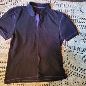 Bugatchi Navy Polo Shirt with Purple Accents